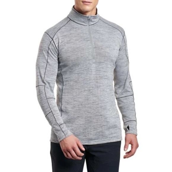 KUHL Men’s Alloy 1/4 Zip Pullover Long Sleeve Performance Top Medium Lined Gray - Picture 1 of 10